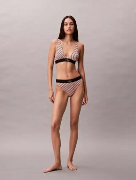 Bikini de cintura alta elástico em Microfiber com Monogram gráfico