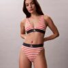 Bikini de cintura alta elástico em Microfiber com Monogram gráfico