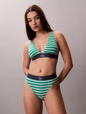 Bikini de cintura alta elástico em Microfiber com Monogram gráfico