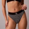 Bikini de cintura alta elástico em Microfiber com Monogram gráfico Bikini de cintura alta elástico em Microfiber com Monogram gráfico
