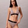 Bikini de cintura alta elástico em Microfiber com Monogram gráfico