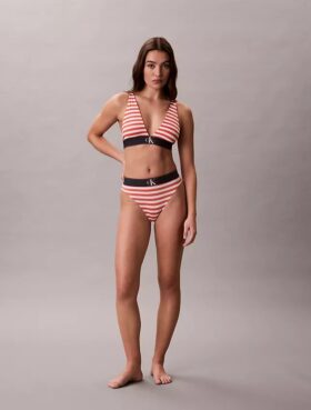 Bikini de cintura alta elástico em Microfiber com Monogram gráfico