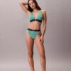 Bikini de cintura alta elástico em Microfiber com Monogram gráfico