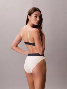 Bikini de cintura alta elástico em Microfiber com Monogram gráfico