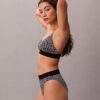 Bikini de cintura alta elástico em Microfiber com Monogram gráfico Bikini de cintura alta elástico em Microfiber com Monogram gráfico