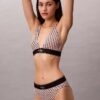 Bikini de cintura alta elástico em Microfiber com Monogram gráfico