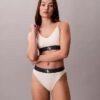 Bikini de cintura alta elástico em Microfiber com Monogram gráfico