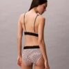 Bikini de cintura alta elástico em Microfiber com Monogram gráfico