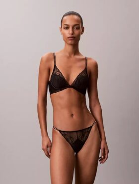 Bikini de renda floral preta CK Black