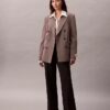 Blazer de mistura de gabardine de lã com fecho duplo