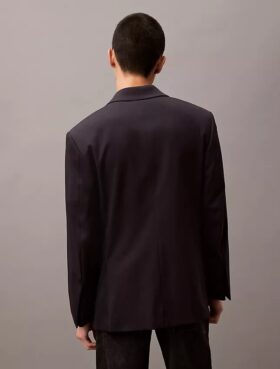 Blazer de mistura de gabardine de lã com fecho duplo