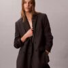 Blazer Descontraído em Mistura de Lã com Padrão Houndstooth
