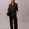 Blazer Descontraído em Mistura de Lã com Padrão Houndstooth