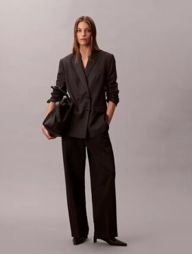 Blazer Descontraído em Mistura de Lã com Padrão Houndstooth