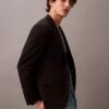 Blazer justo em gabardine de lã