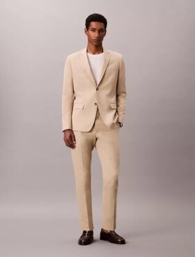 Blazer justo em mistura de linho