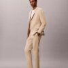 Blazer justo em mistura de linho