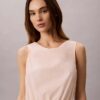 Blusa sem mangas em popeline de algodão