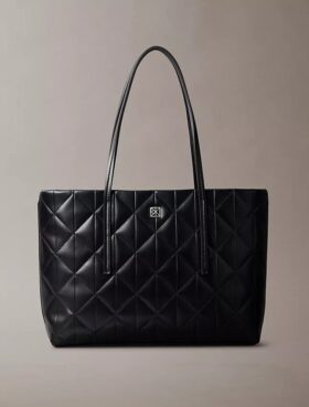 Bolsa de compras pequena com emblema acolchoado