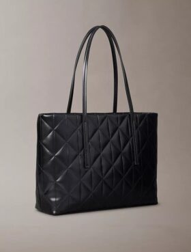 Bolsa de compras pequena com emblema acolchoado