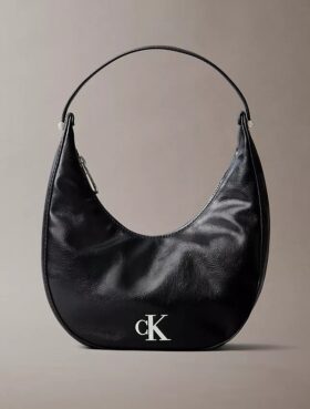 Bolsa de ombro pequena conversível com formato curvo