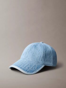 Boné de basebol com logótipo em Denim