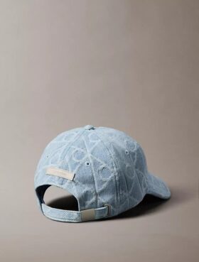 Boné de basebol com logótipo em Denim