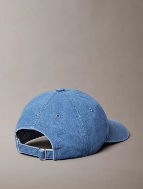 Boné de basebol em Denim desbotado com logótipo bordado