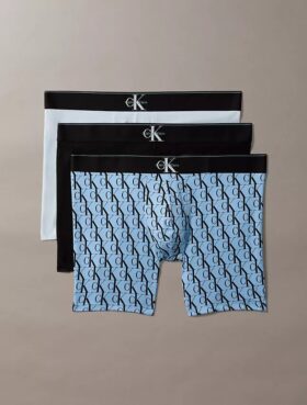 Boxer Brief com monograma gráfico em algodão Cotton Stretch, embalagem de 3 unidades