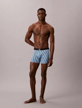 Boxer Brief com monograma gráfico em algodão Cotton Stretch, embalagem de 3 unidades