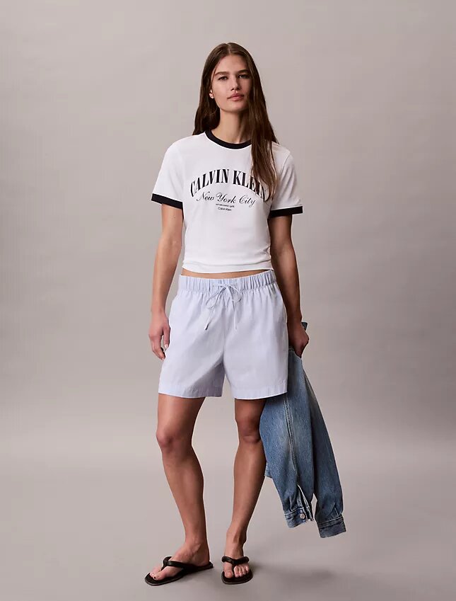 Boxers de popelina de algodão às riscas Boxers de popelina de algodão às riscas