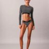 Bralette de manga comprida com forro leve em algodão Modal Icon