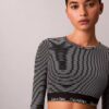 Bralette de manga comprida com forro leve em algodão Modal Icon