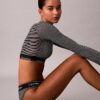 Bralette de manga comprida com forro leve em algodão Modal Icon