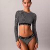 Bralette de manga comprida com forro leve em algodão Modal Icon