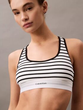Bralette em malha Cotton Stretch de algodão e Modal com nervuras, com forro leve