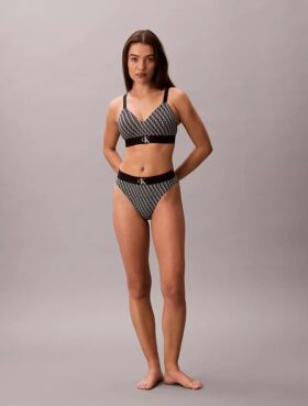 Bralette em microfibra elástica com Monogram gráfico e forro leve