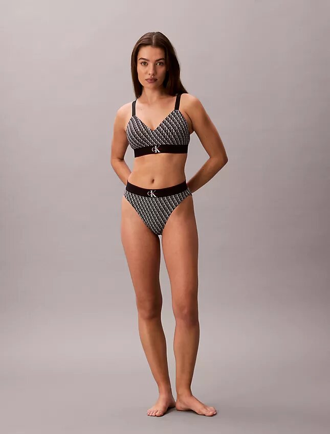 Bralette em microfibra elástica com Monogram gráfico e forro leve Bralette em microfibra elástica com Monogram gráfico e forro leve