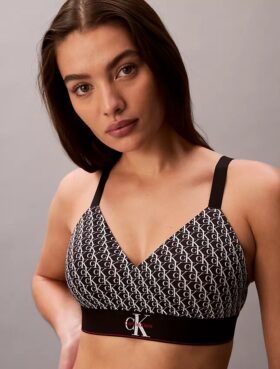 Bralette em microfibra elástica com Monogram gráfico e forro leve