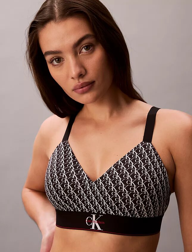 Bralette em microfibra elástica com Monogram gráfico e forro leve Bralette em microfibra elástica com Monogram gráfico e forro leve