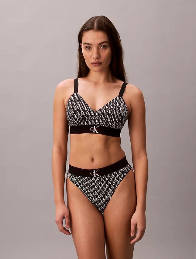 Bralette em microfibra elástica com Monogram gráfico e forro leve Bralette em microfibra elástica com Monogram gráfico e forro leve