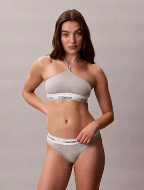 Bralette halter unlined em algodão e Modal Icon