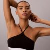 Bralette halter unlined em algodão e Modal Icon