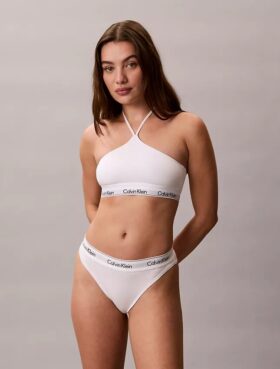 Bralette halter unlined em algodão e Modal Icon