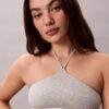 Bralette halter unlined em algodão e Modal Icon