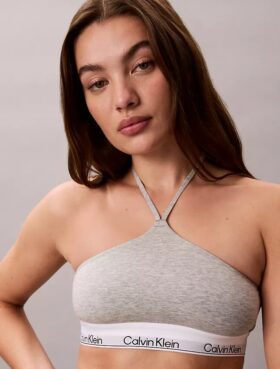 Bralette halter unlined em algodão e Modal Icon