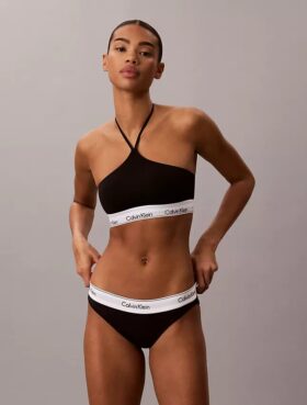 Bralette halter unlined em algodão e Modal Icon