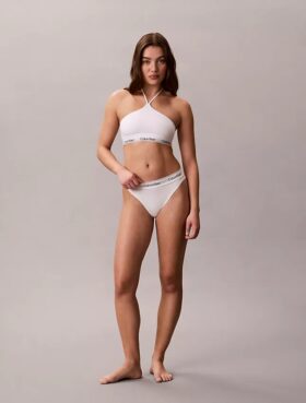 Bralette halter unlined em algodão e Modal Icon