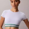 Bralette tipo T-shirt com riscas em algodão Modal, ligeiramente forrada Bralette tipo T-shirt com riscas em algodão Modal, ligeiramente forrada