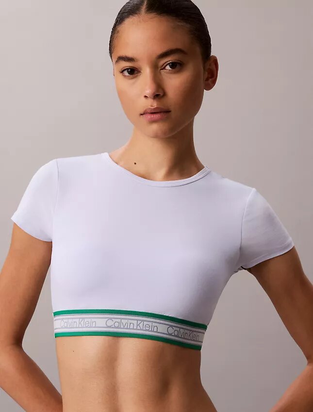 Bralette tipo T-shirt com riscas em algodão Modal, ligeiramente forrada Bralette tipo T-shirt com riscas em algodão Modal, ligeiramente forrada